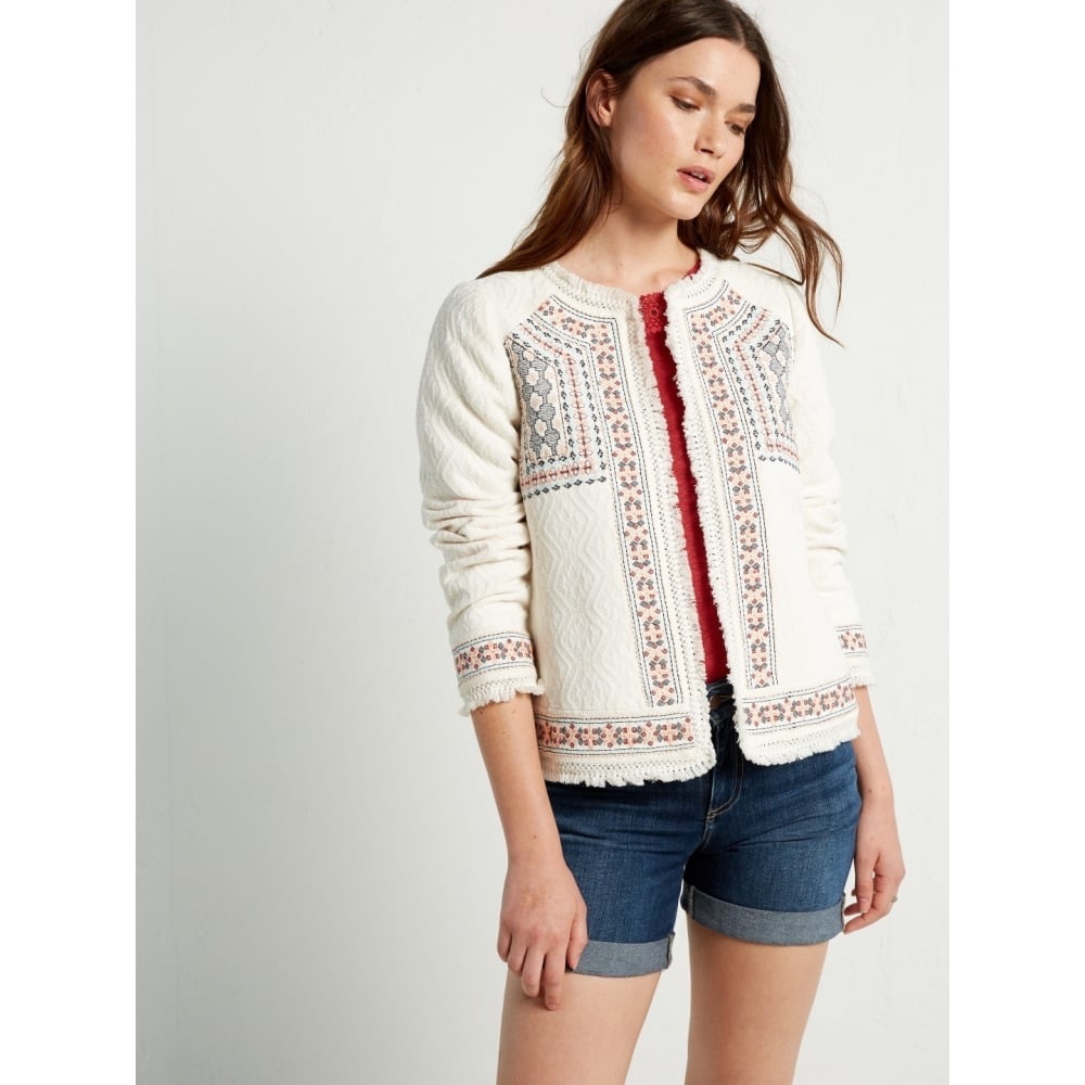 NWT White Stuff Vimara Trophy Jacket UK 10 US 6 Pastel White Lined 100% Cotton